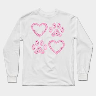 Pink Animal Paw and Heart Long Sleeve T-Shirt